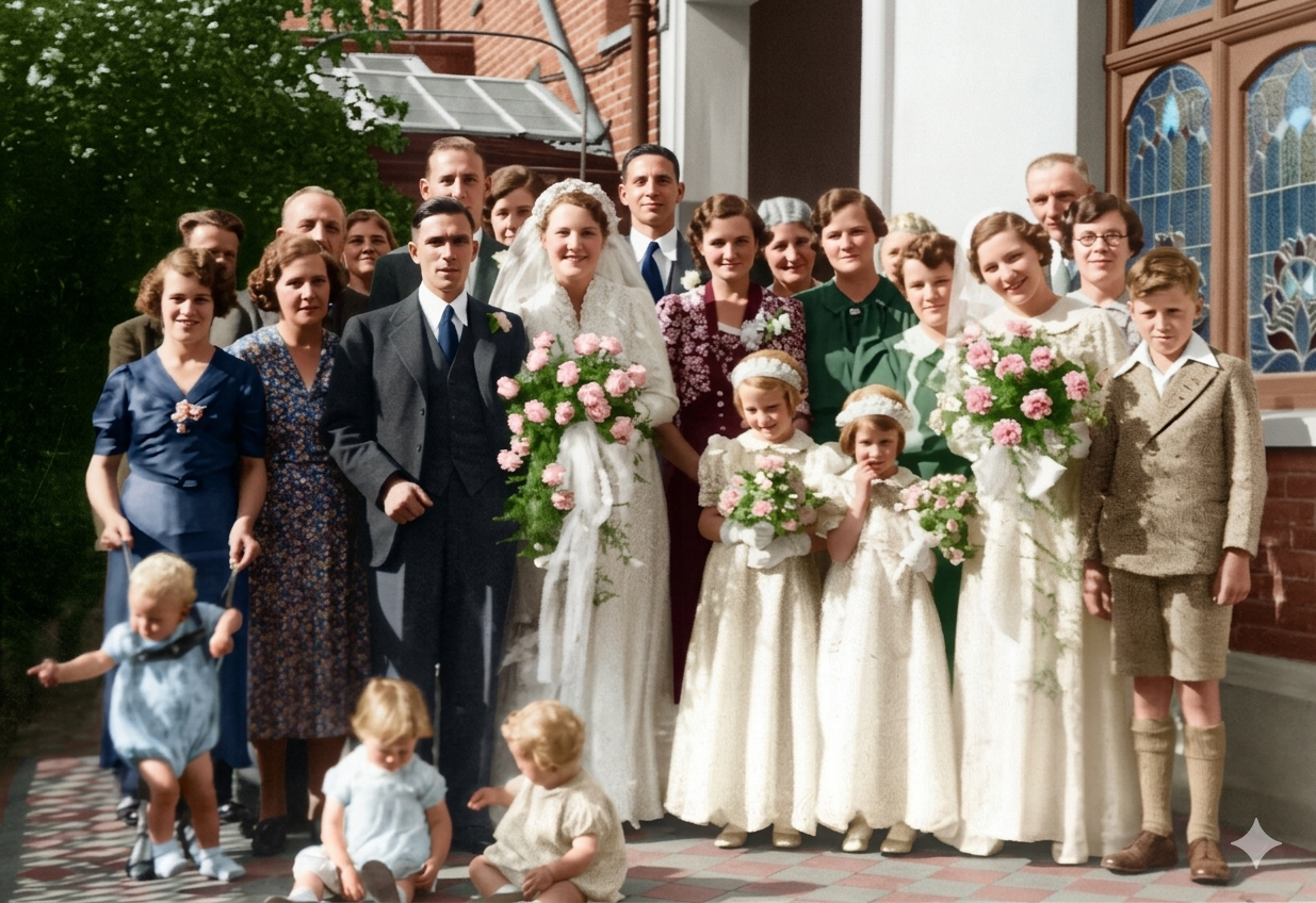 Frederick and Winifred Drummond on their wedding day, 1930s